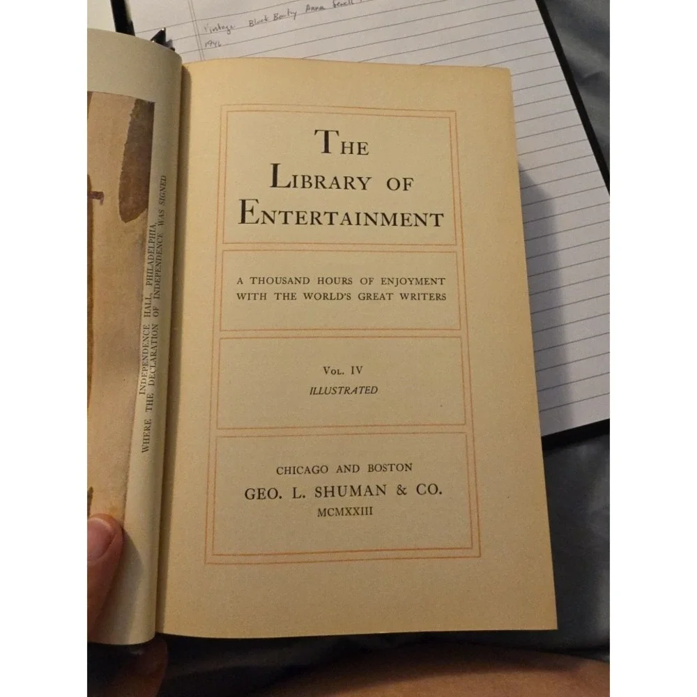 Vintage 1923 The Library of Entertainment Vol IV Geo L Shuman Hardcover Book